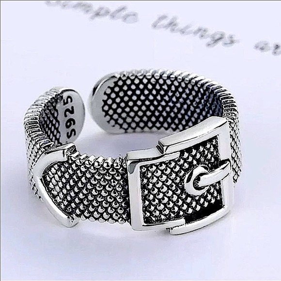 Sterling Silver Buckle Design Cuff Bracelet & Ring Bundle - Picture 8 of 8